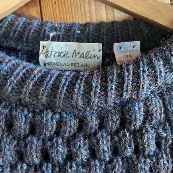 Vtg Patrick Malin Wool Aran Fisherman Donegal Ireland Sweater - Picture 2 of 4